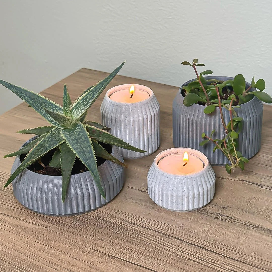 Minimalist Ribbed Shallow Wide Planter