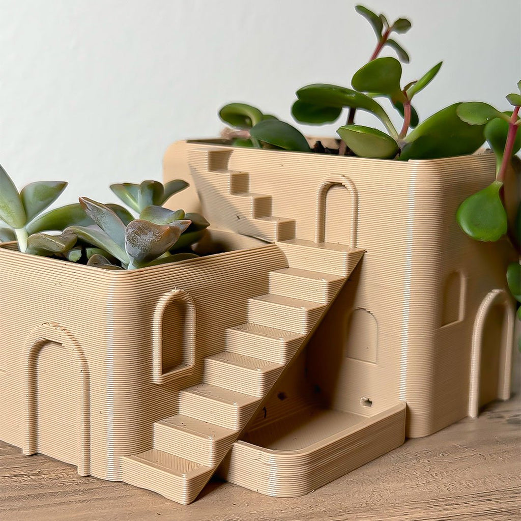 Mediterranean Arched Villa Stairs Planter with Drainage