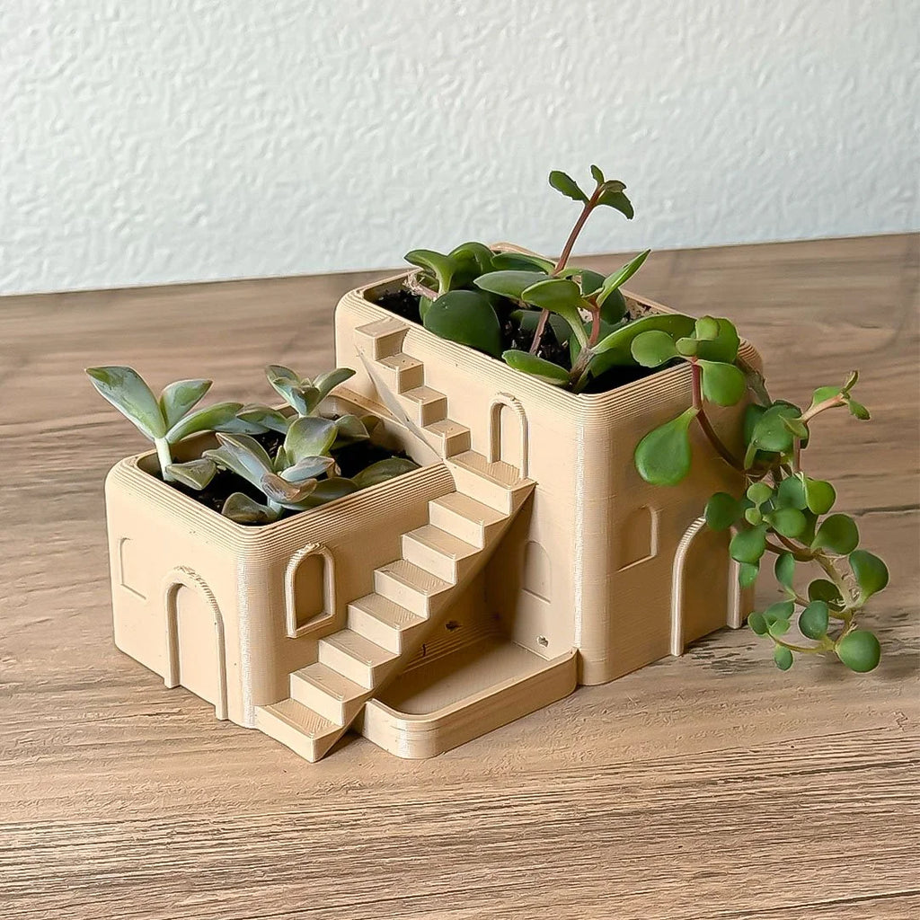 Mediterranean Arched Villa Stairs Planter with Drainage