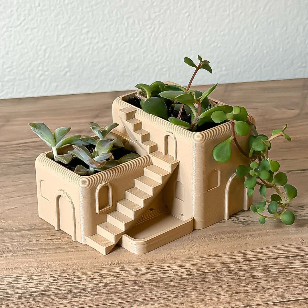 Mediterranean Arched Villa Stairs Planter with Drainage